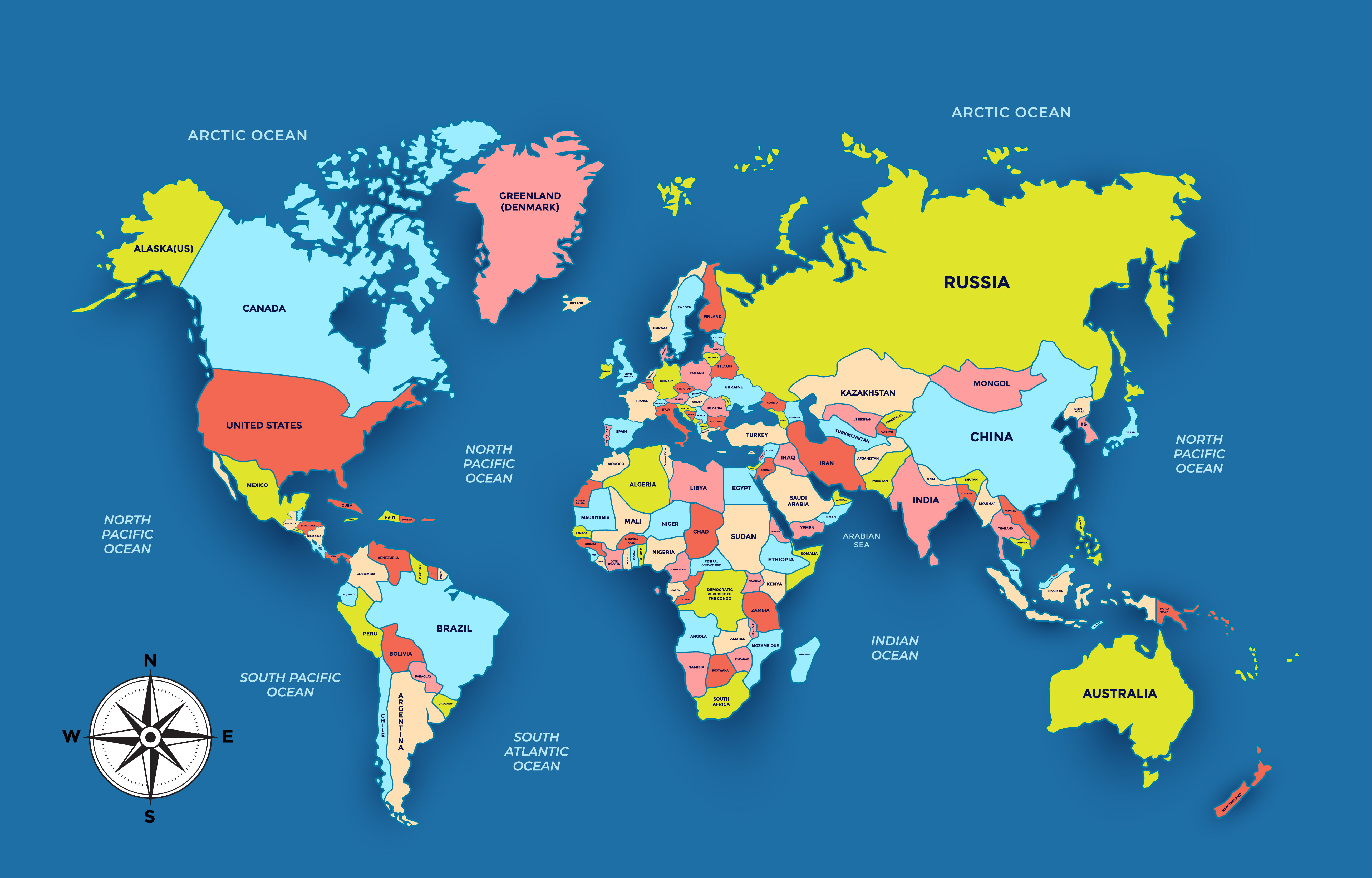 World Map with Country Names